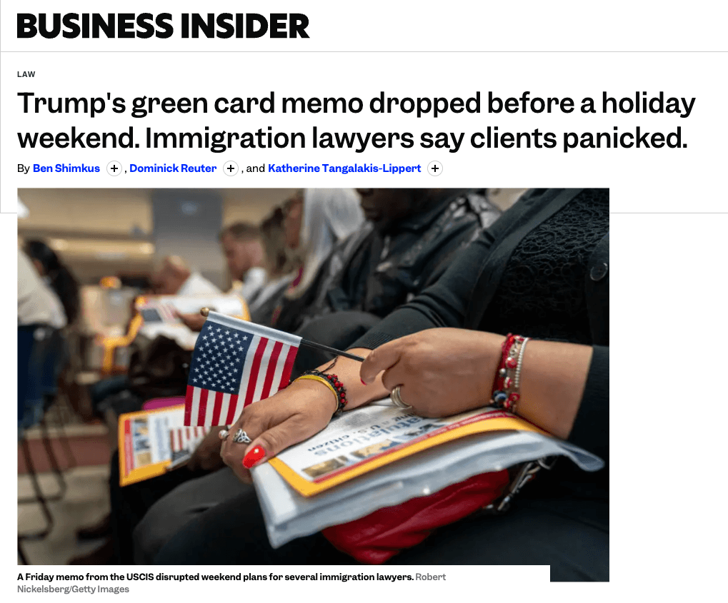 Screenshot of Business Insider article