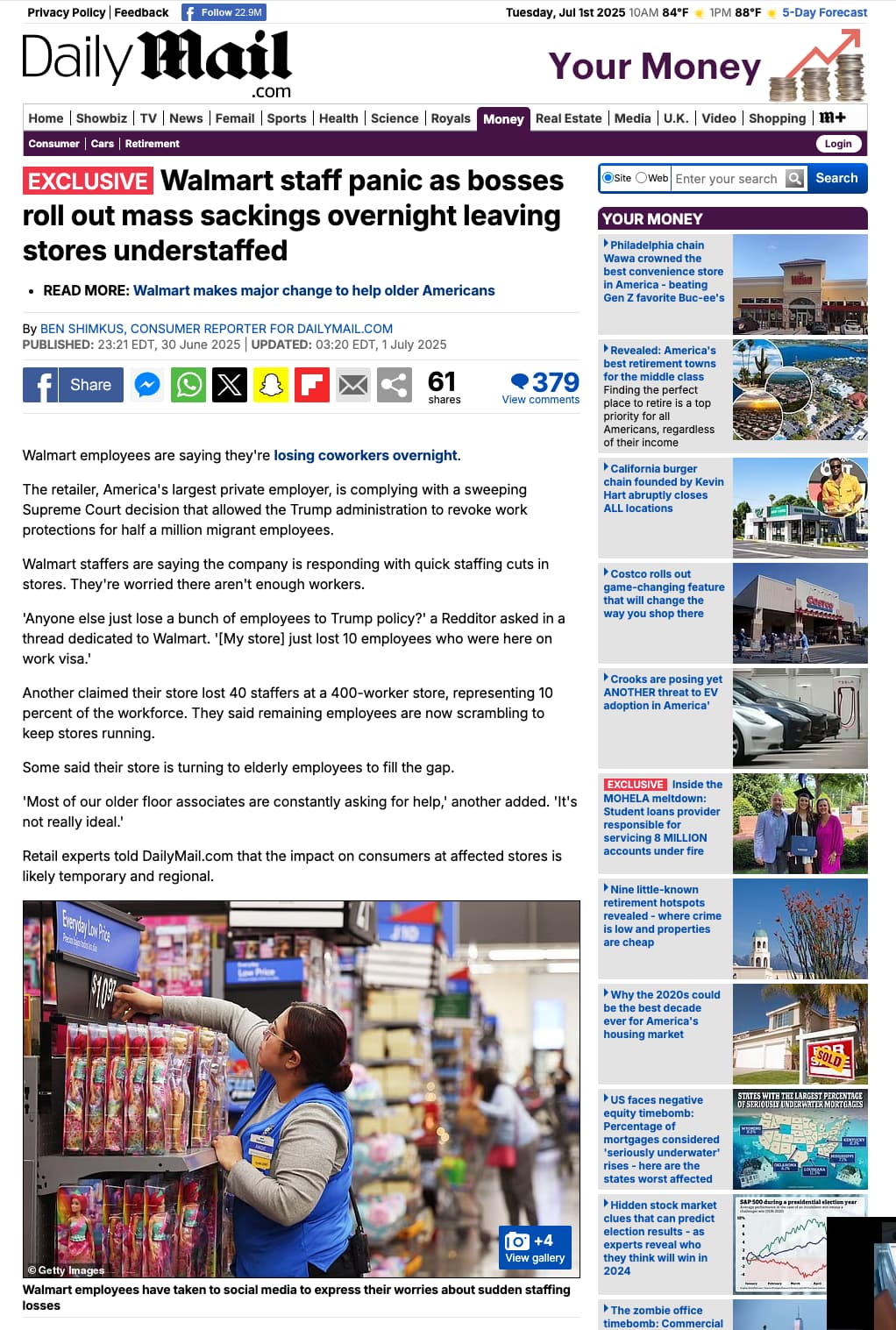 Screenshot of Daily Mail article