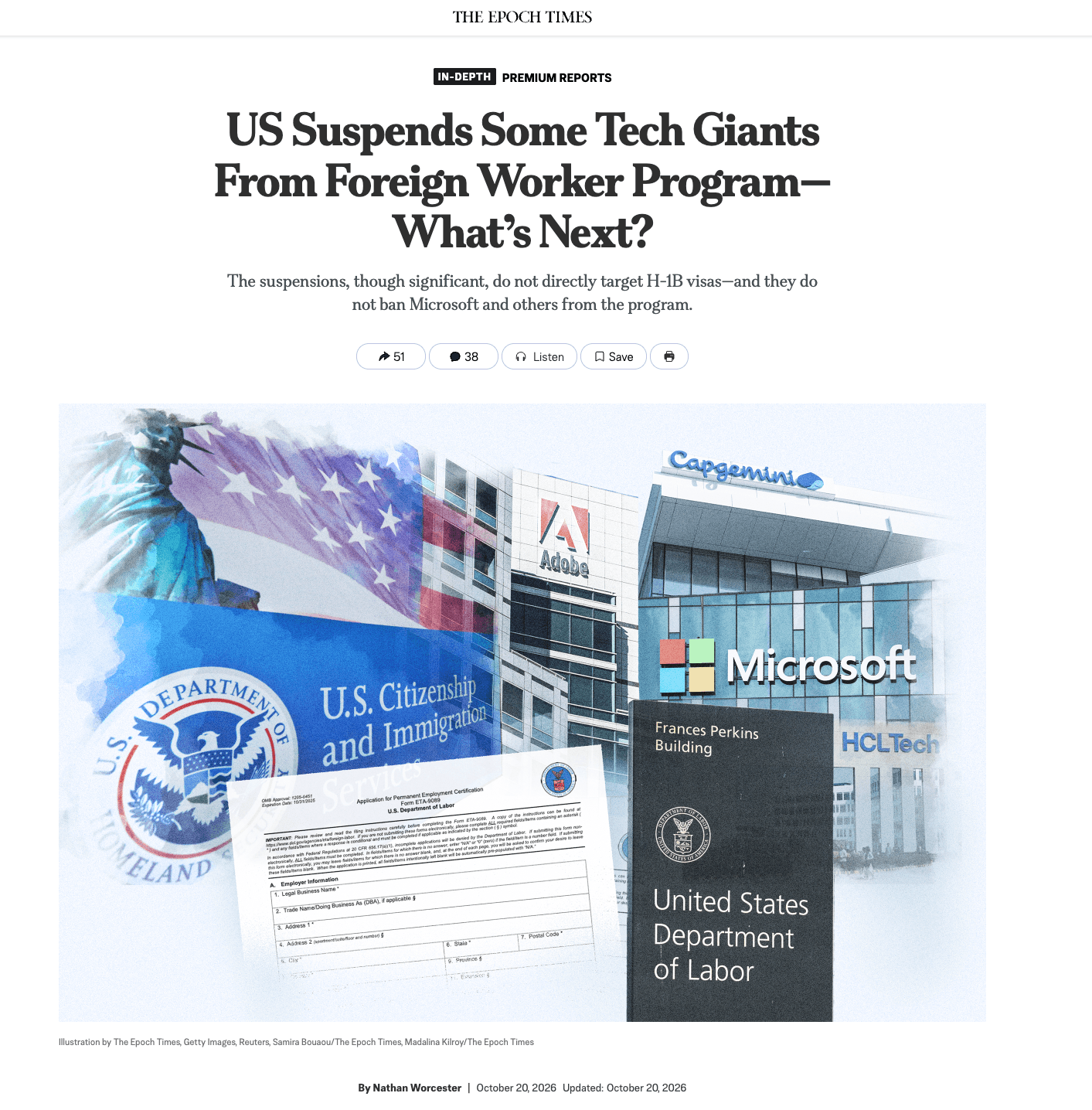Screenshot of The Epoch Times article