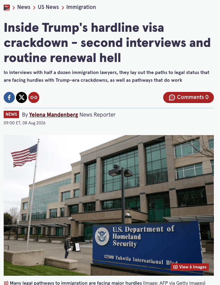 Screenshot of The Mirror US article