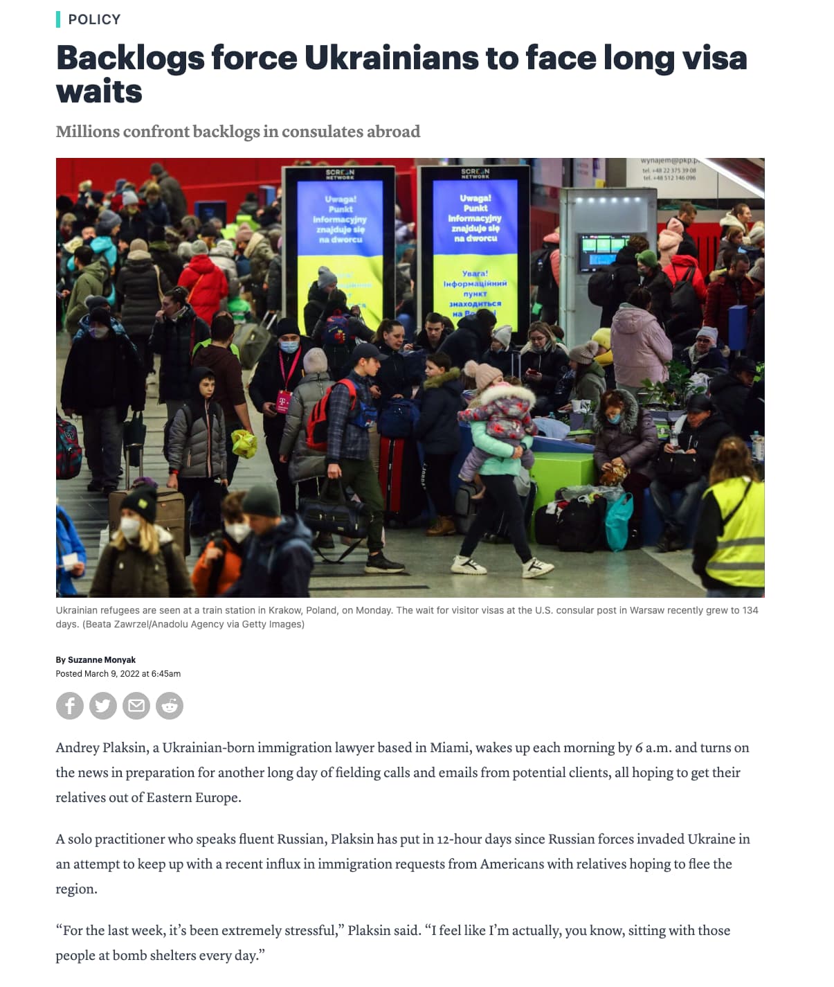 Screenshot of Roll Call article