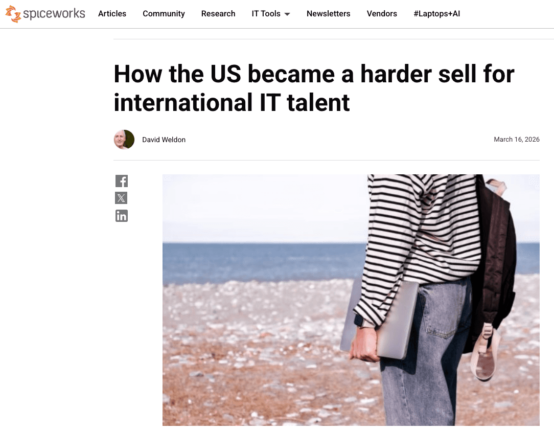 Screenshot of Spiceworks article