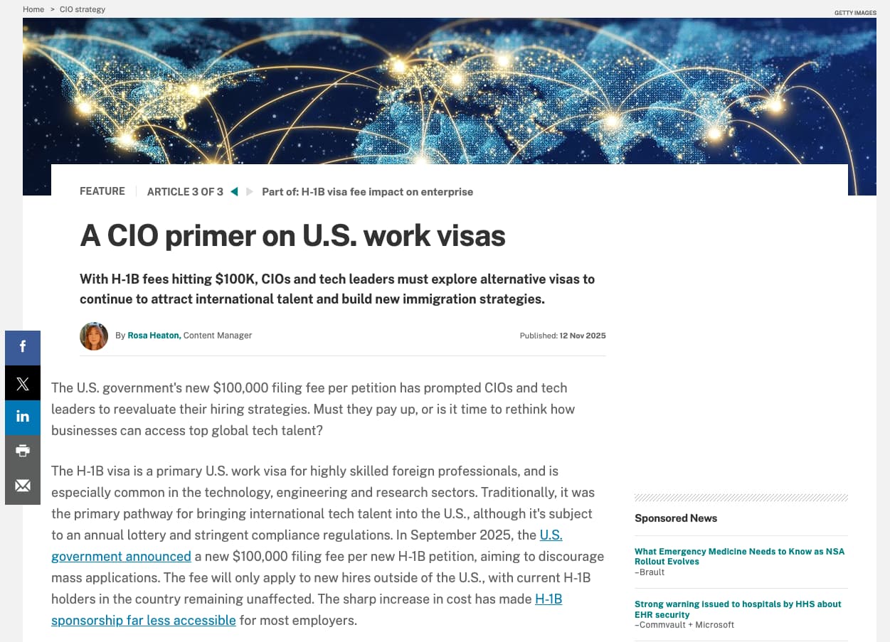 Screenshot of TechTarget article