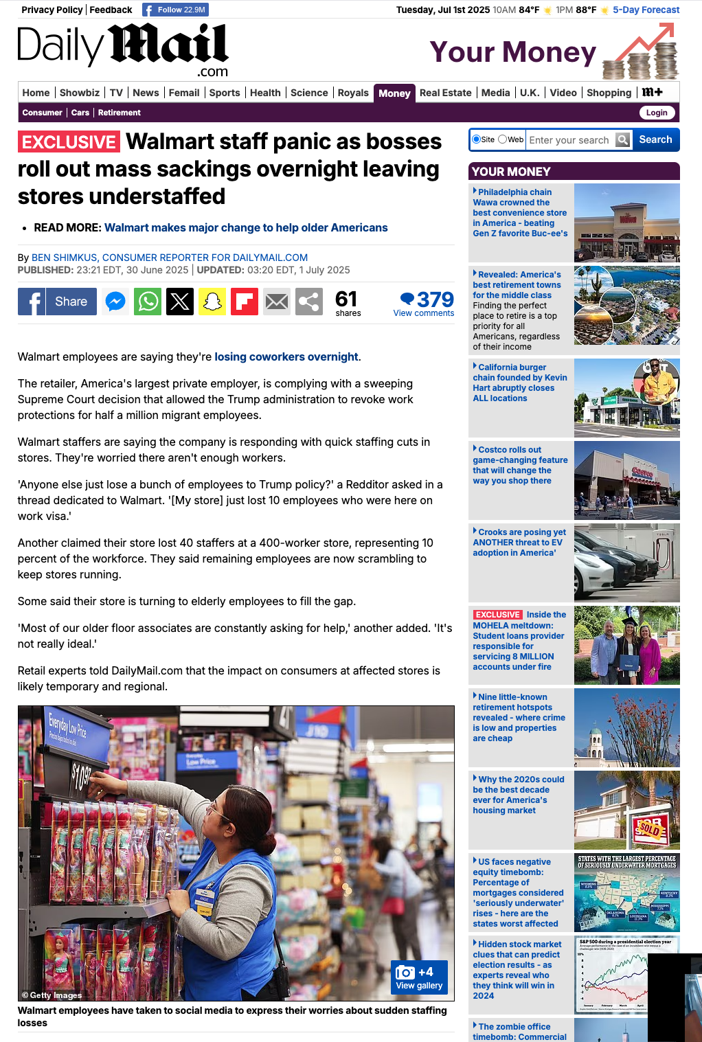 Screenshot of Daily Mail article