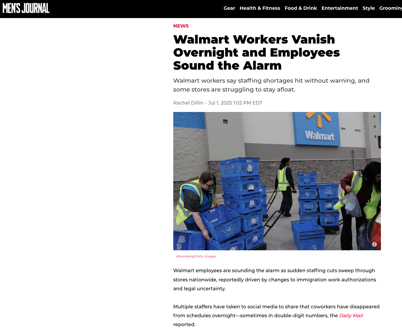 Screenshot of Men's Journal article