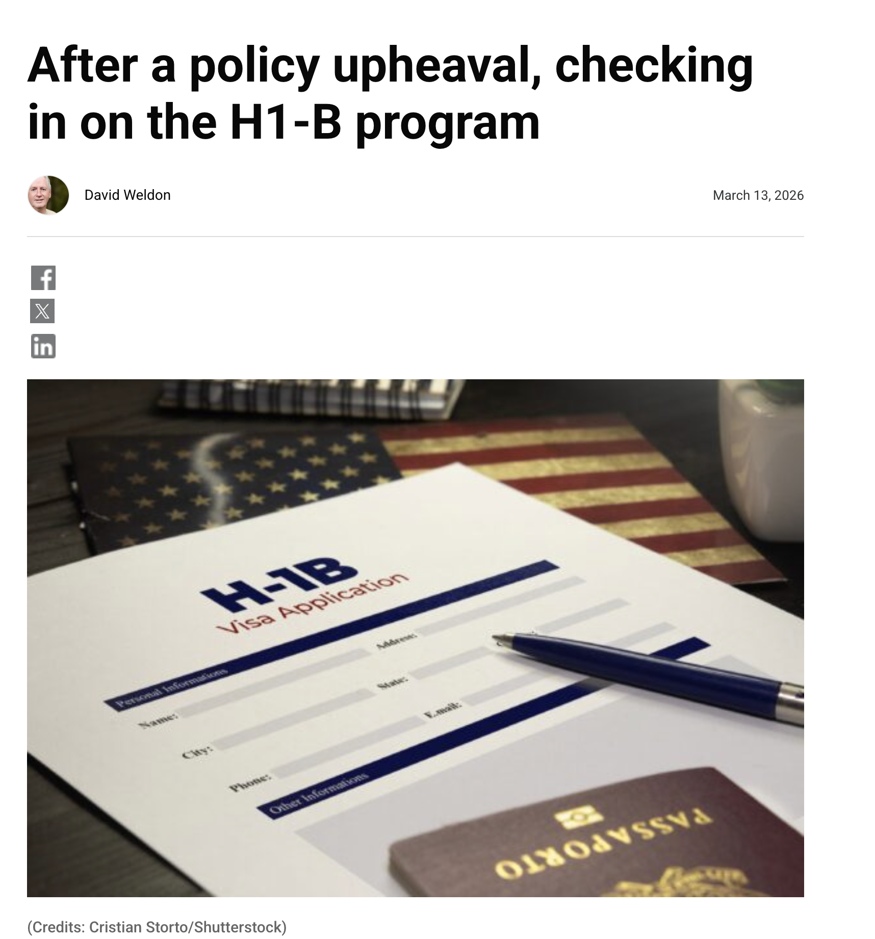 Screenshot of Spiceworks article